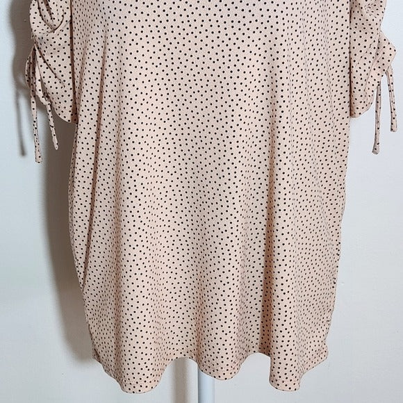Adrianna Papell Pink Polka Dot Blouse Size Large