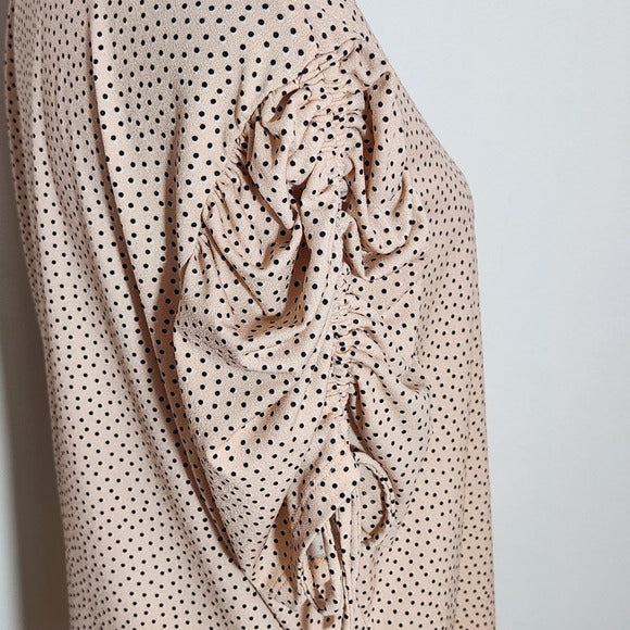 Adrianna Papell Pink Polka Dot Blouse Size Large