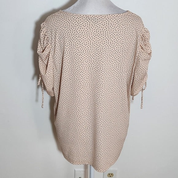 Adrianna Papell Pink Polka Dot Blouse Size Large