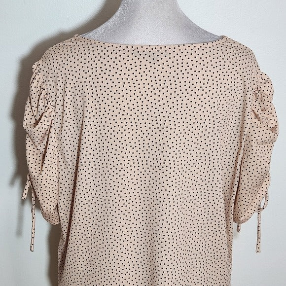 Adrianna Papell Pink Polka Dot Blouse Size Large
