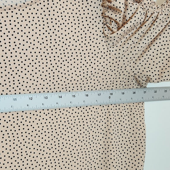 Adrianna Papell Pink Polka Dot Blouse Size Large