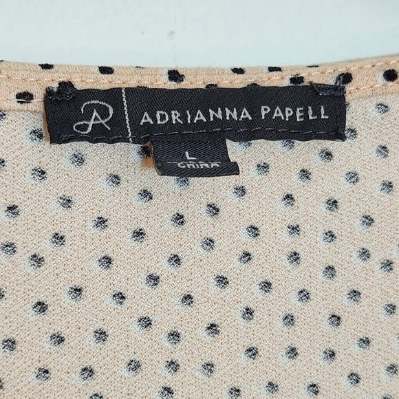 Adrianna Papell Pink Polka Dot Blouse Size Large