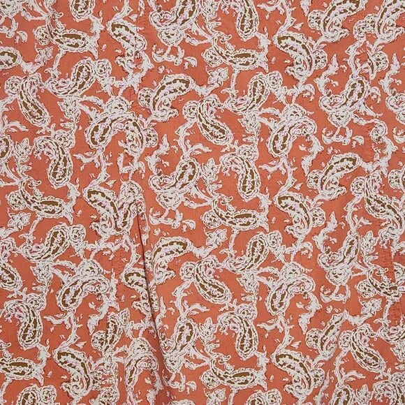 Eddie Bauer Coral Paisley Print A-Line Skirt Size 8 Petite Preppy Paisley Skirt