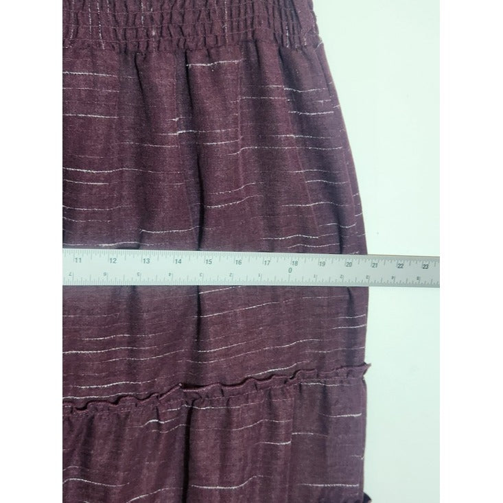Deja Bleu Premium Eggplant Purple Tiered Peasant Maxi Skirt Size Medium