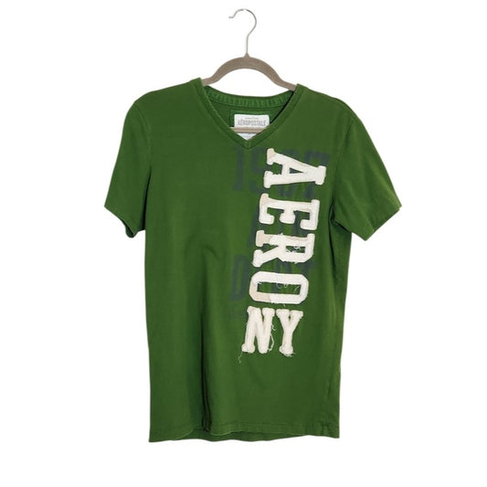 Aeropostale Mens Green Vintage Y2K Graphic T Shirt Size Small