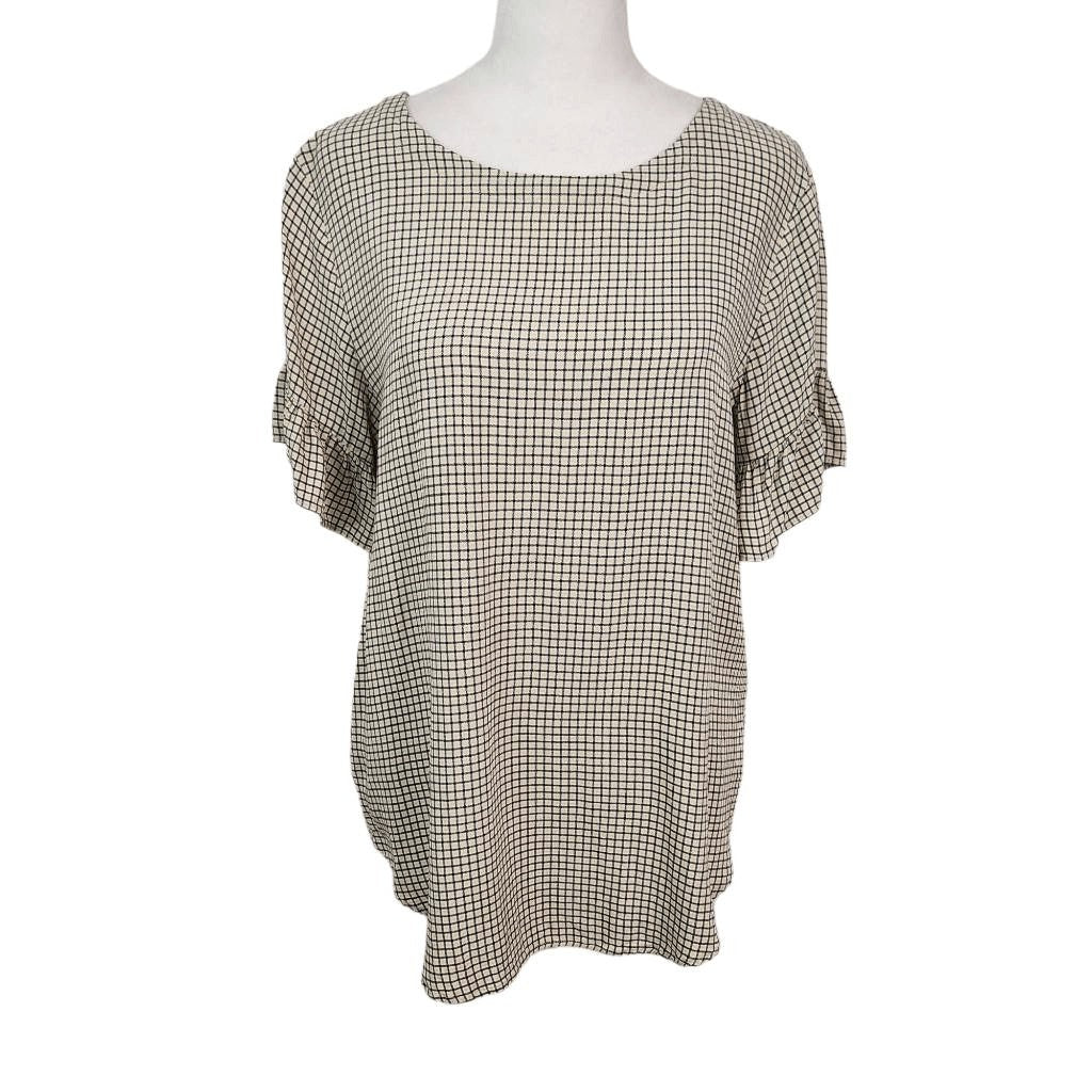 LOFT Black and Yellow Blouse Size Small Loft Yellow and Black Check Blouse