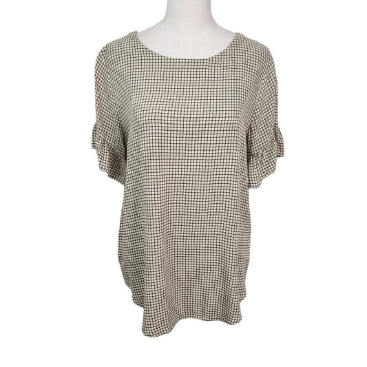 LOFT Black and Yellow Blouse Size Small Loft Yellow and Black Check Blouse