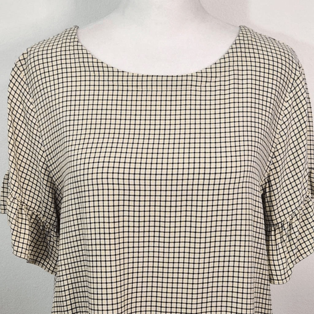 LOFT Black and Yellow Blouse Size Small Loft Yellow and Black Check Blouse