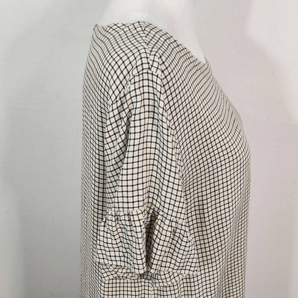 LOFT Black and Yellow Blouse Size Small Loft Yellow and Black Check Blouse