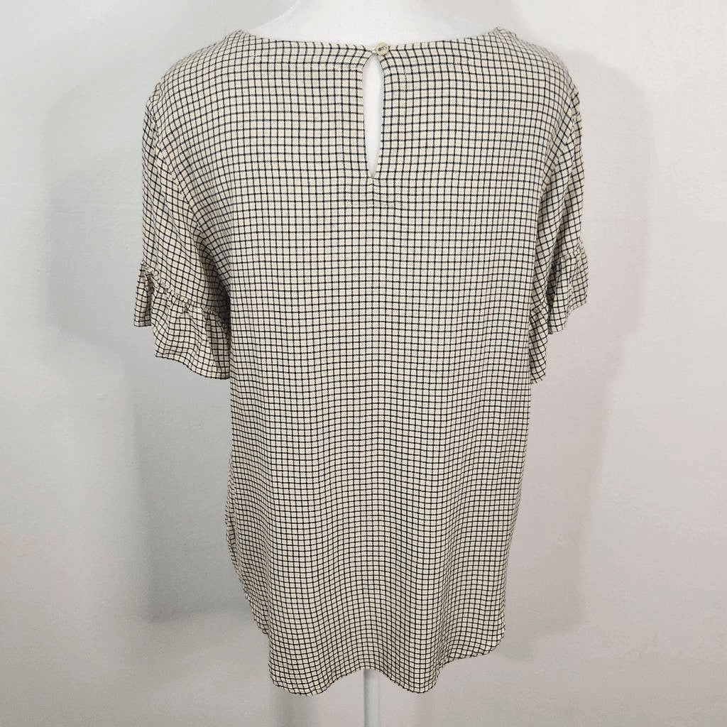 LOFT Black and Yellow Blouse Size Small Loft Yellow and Black Check Blouse