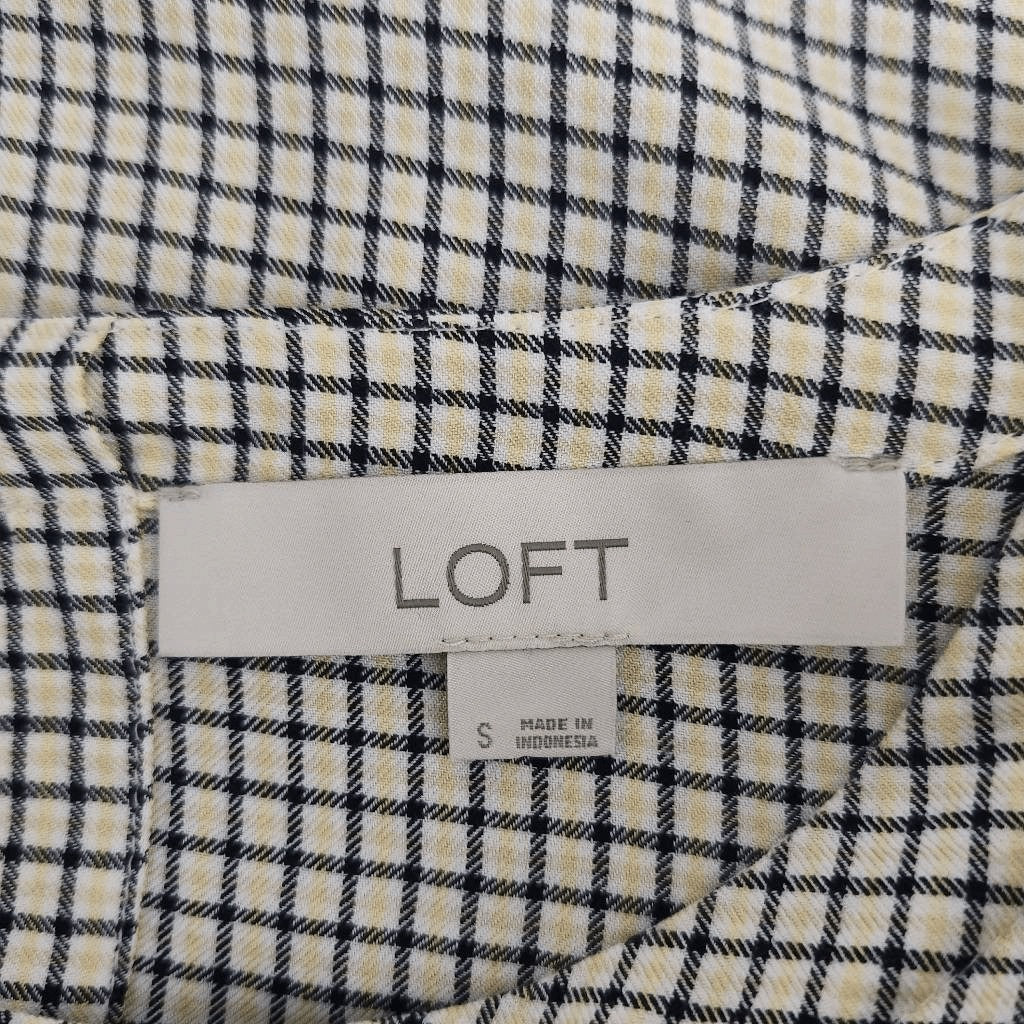 LOFT Black and Yellow Blouse Size Small Loft Yellow and Black Check Blouse
