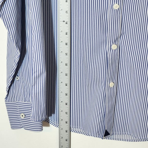 UNTUCKit Men’s Blue and White Stripe Slim Fit Button-Down Shirt Size XL