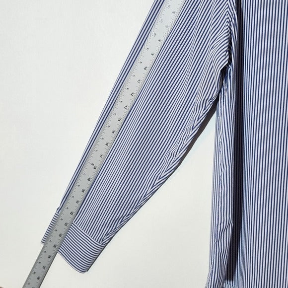 UNTUCKit Men’s Blue and White Stripe Slim Fit Button-Down Shirt Size XL