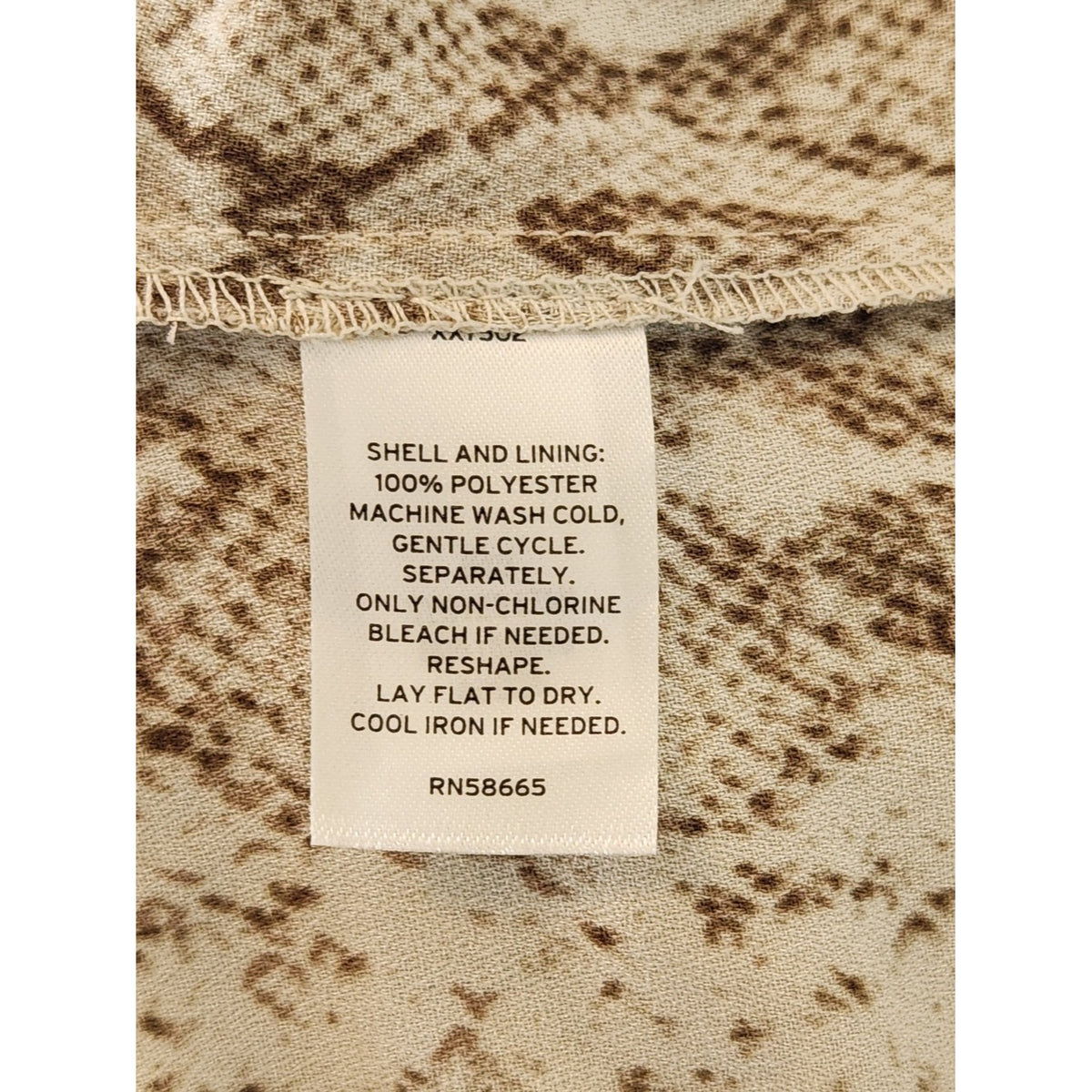 Leith Brown and Cream Snakeskin Print Tie-Front Cropped Blouse Size Large
