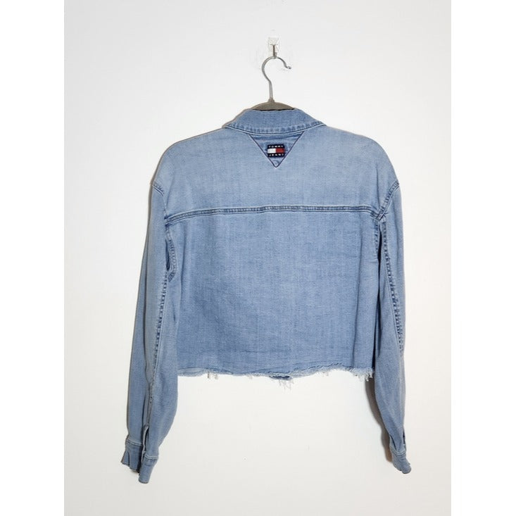 Tommy Hilfiger Womens Light Wash Cropped Denim Jacket Size Medium