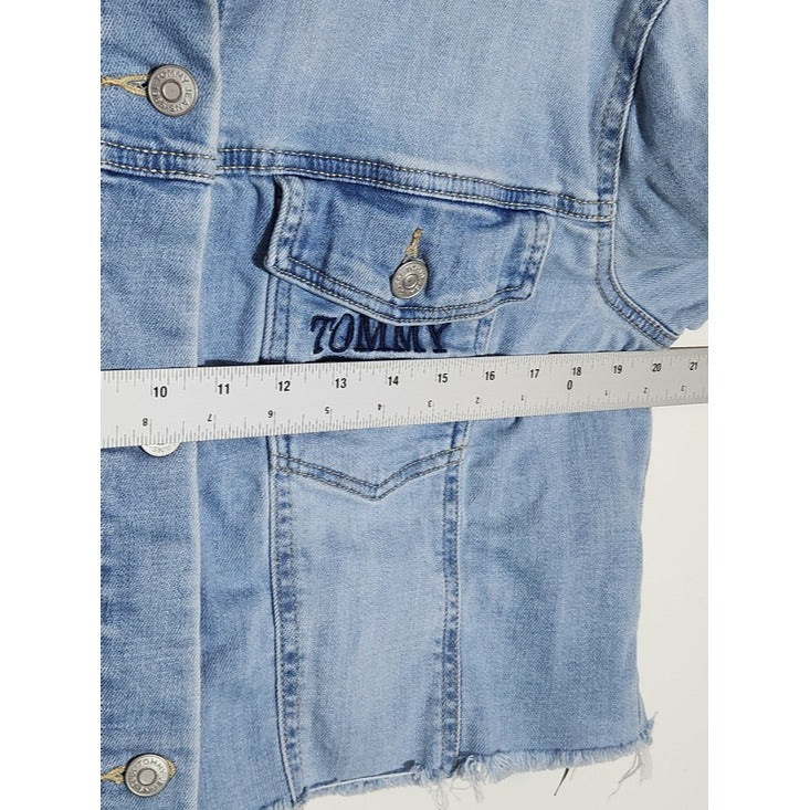 Tommy Hilfiger Womens Light Wash Cropped Denim Jacket Size Medium