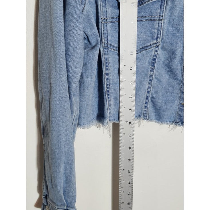 Tommy Hilfiger Womens Light Wash Cropped Denim Jacket Size Medium