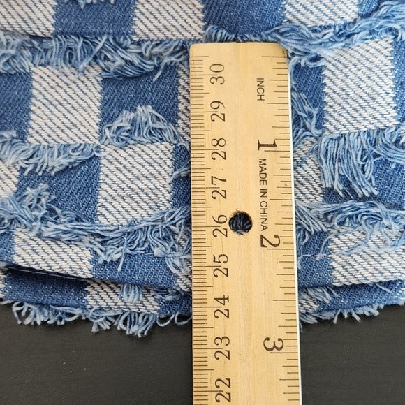 Frayed Denim Checkerboard Bucket Hat Size Large (58)