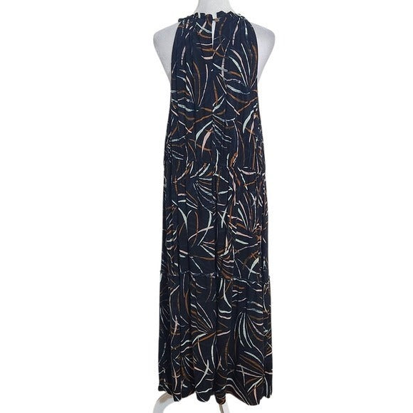 Ava & Viv Black Print Midi Dress Size 1X Plus Size Boho Midi Dress
