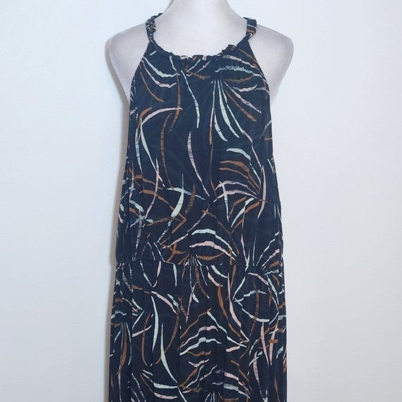 Ava & Viv Black Print Midi Dress Size 1X Plus Size Boho Midi Dress
