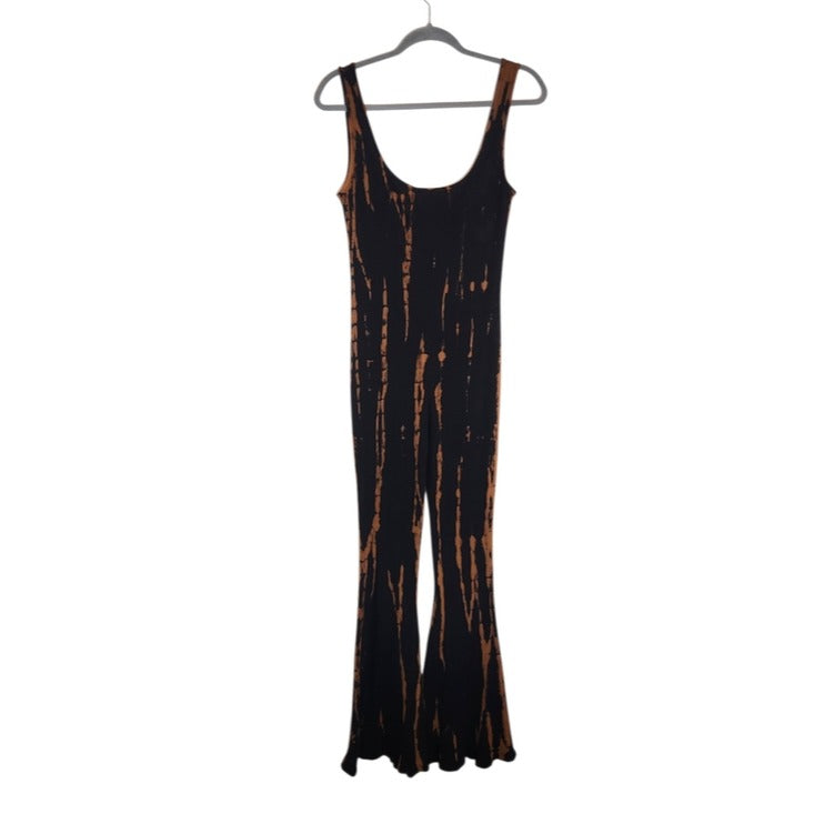 Fashion Nova Black and Brown Tie-Dye Flare Jumpsuit NWT Size 1X