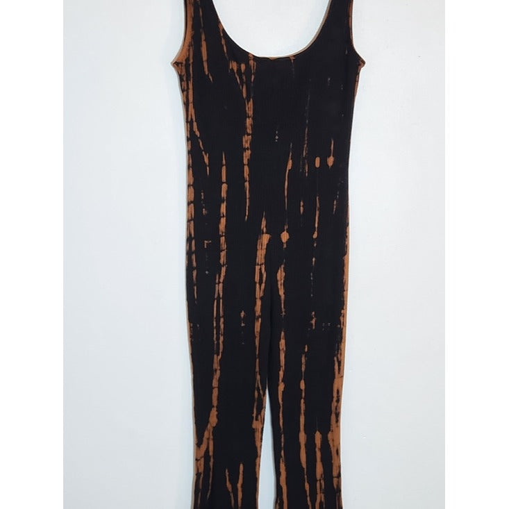 Fashion Nova Black and Brown Tie-Dye Flare Jumpsuit NWT Size 1X