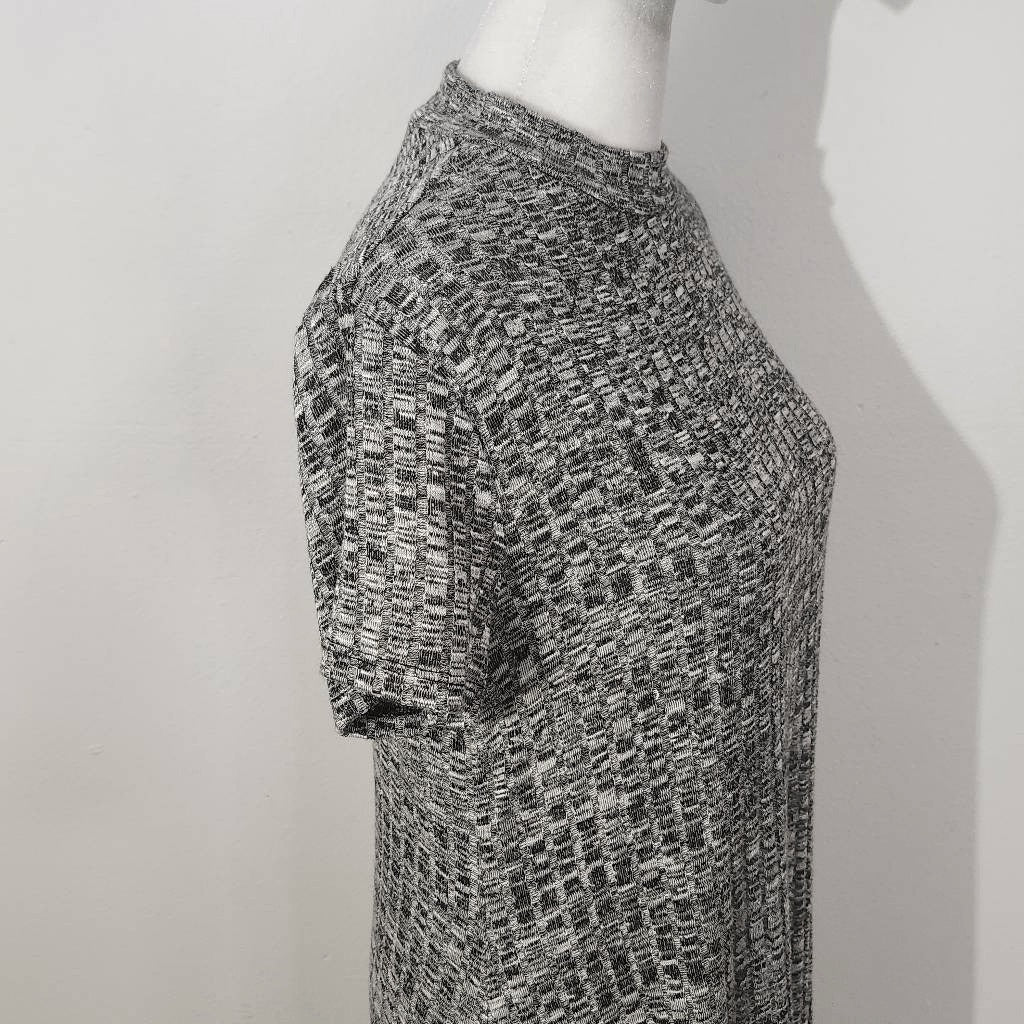 Kristin Nicole Gray Swing Dress Size Medium Mock Neck Ribbed Knit Dress
