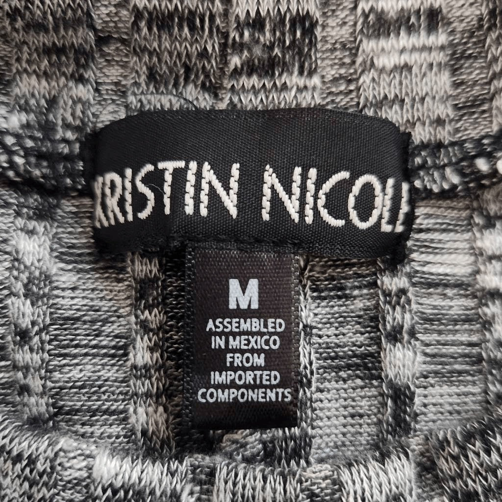 Kristin Nicole Gray Swing Dress Size Medium Mock Neck Ribbed Knit Dress