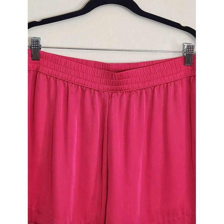 Victoria's Secret Hot Pink Satin Pull-On Lounge Shorts Size Large Flaw