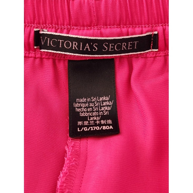 Victoria's Secret Hot Pink Satin Pull-On Lounge Shorts Size Large Flaw