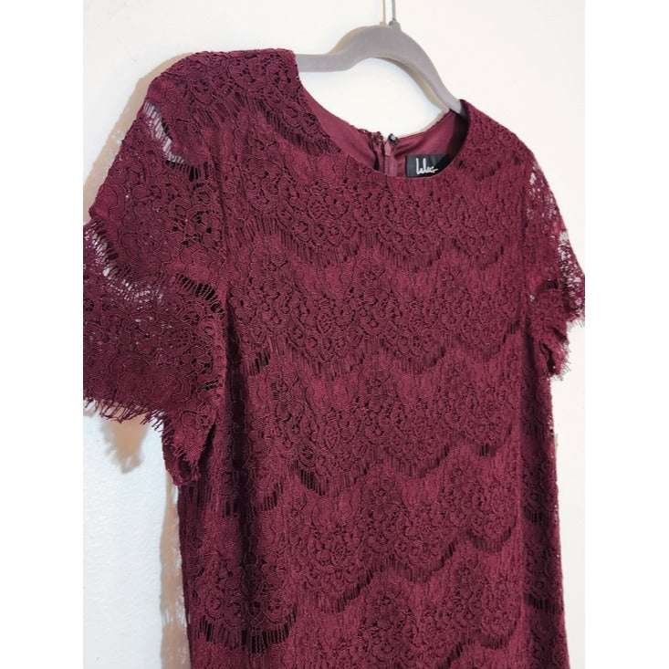 Lulus Burgundy Lace Mini Shift Dress NWT Size Large Wedding Guest