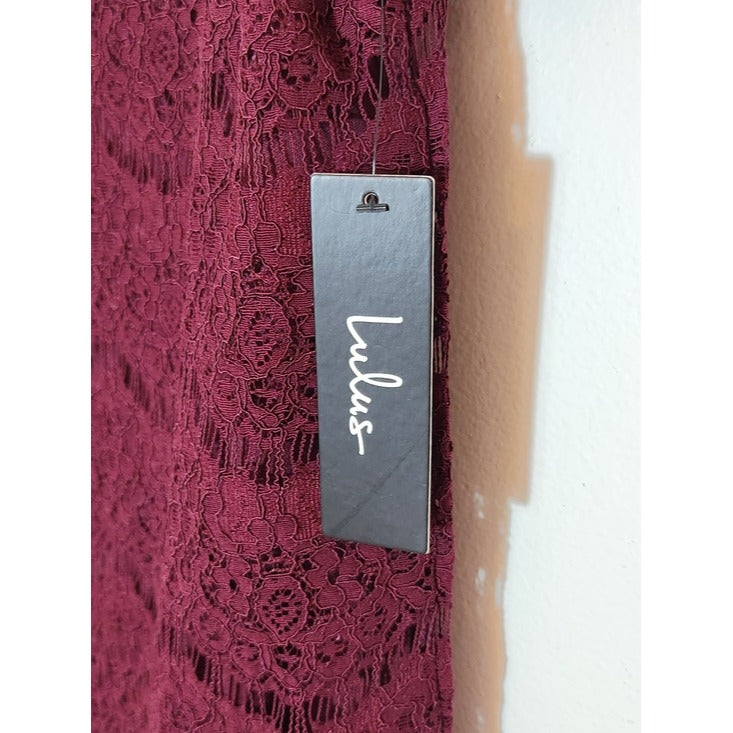 Lulus Burgundy Lace Mini Shift Dress NWT Size Large Wedding Guest