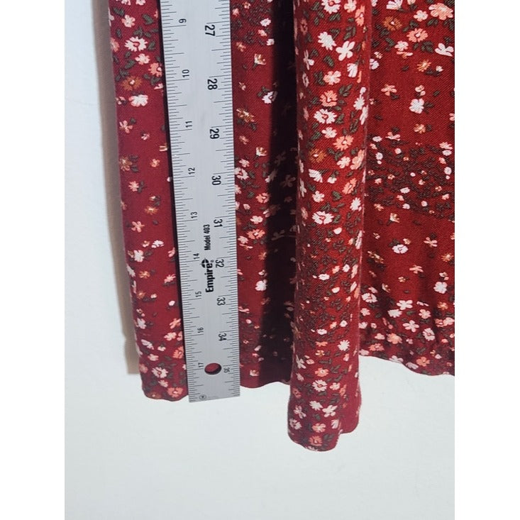 Arizona Square Neck Rust Red Floral Print Mini Dress Size Large
