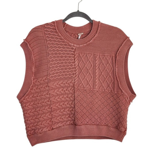 Free People Pink Cropped Sleeveless Sweater Vest Size Small