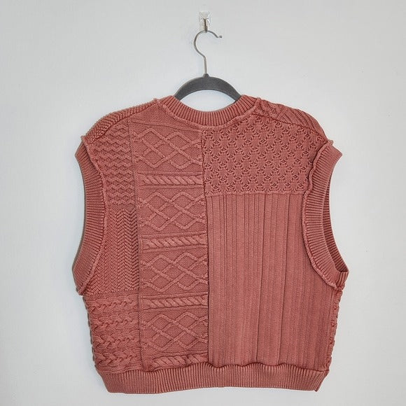 Free People Pink Cropped Sleeveless Sweater Vest Size Small