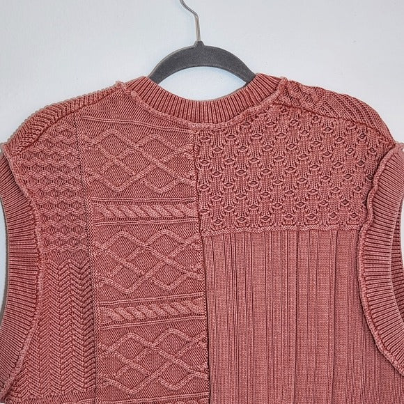 Free People Pink Cropped Sleeveless Sweater Vest Size Small