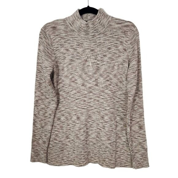 Market & Spruce Light Brown Mock Turtleneck Sweater Sz Large Ribbed Knit Top New