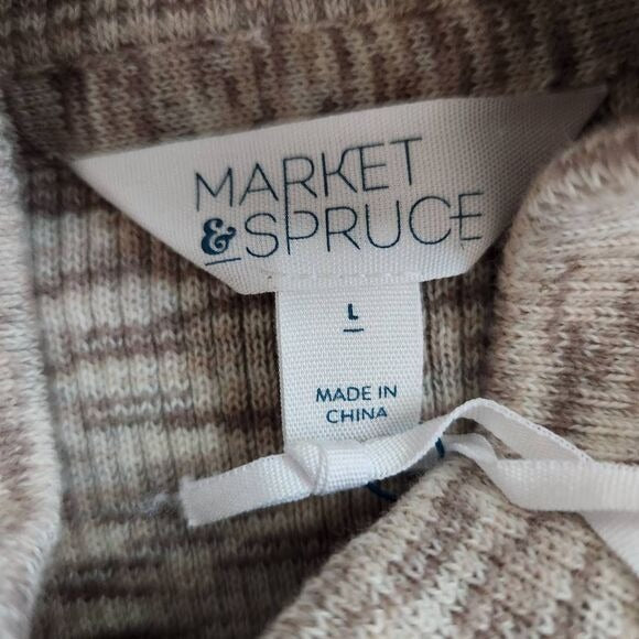 Market & Spruce Light Brown Mock Turtleneck Sweater Sz Large Ribbed Knit Top New