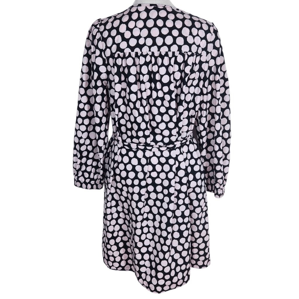 Who What Wear Black and Pink Polka Dot Shirt Dress Size Medium Polka Dot Mini