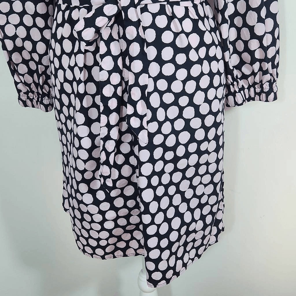Who What Wear Black and Pink Polka Dot Shirt Dress Size Medium Polka Dot Mini