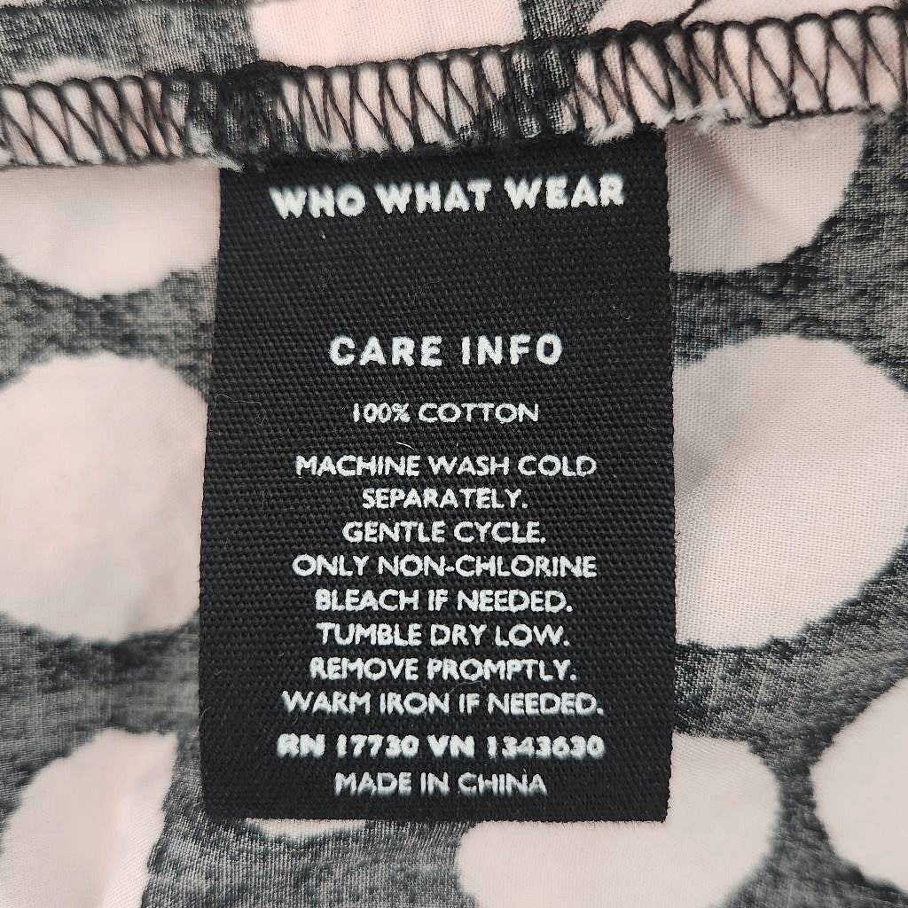 Who What Wear Black and Pink Polka Dot Shirt Dress Size Medium Polka Dot Mini