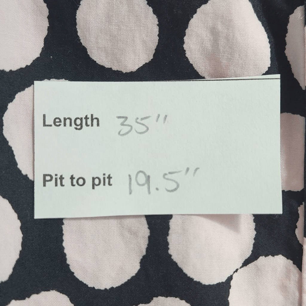 Who What Wear Black and Pink Polka Dot Shirt Dress Size Medium Polka Dot Mini