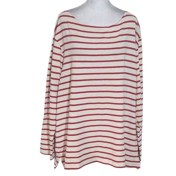 Old Navy Cream and Red Stripe Long Sleeve Tee Size XXL Plus Size Knit Top New