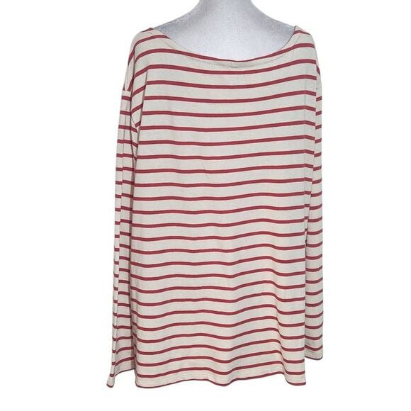 Old Navy Cream and Red Stripe Long Sleeve Tee Size XXL Plus Size Knit Top New