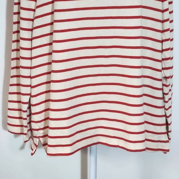 Old Navy Cream and Red Stripe Long Sleeve Tee Size XXL Plus Size Knit Top New
