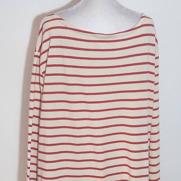 Old Navy Cream and Red Stripe Long Sleeve Tee Size XXL Plus Size Knit Top New