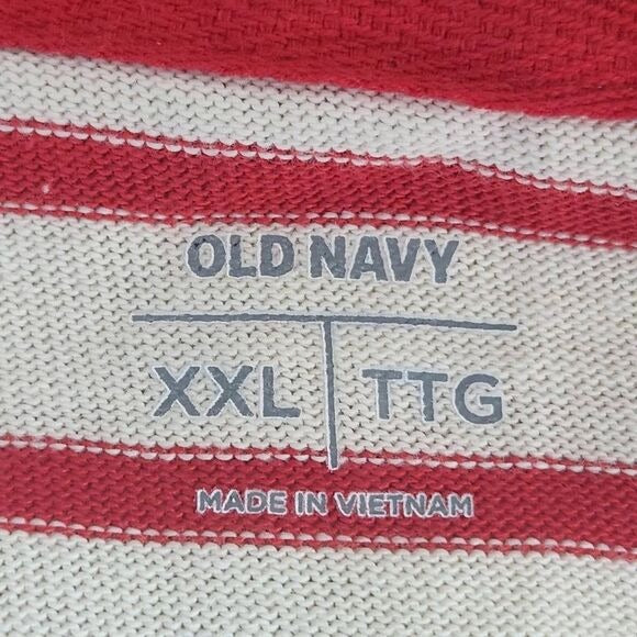 Old Navy Cream and Red Stripe Long Sleeve Tee Size XXL Plus Size Knit Top New