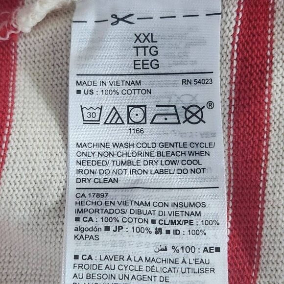 Old Navy Cream and Red Stripe Long Sleeve Tee Size XXL Plus Size Knit Top New