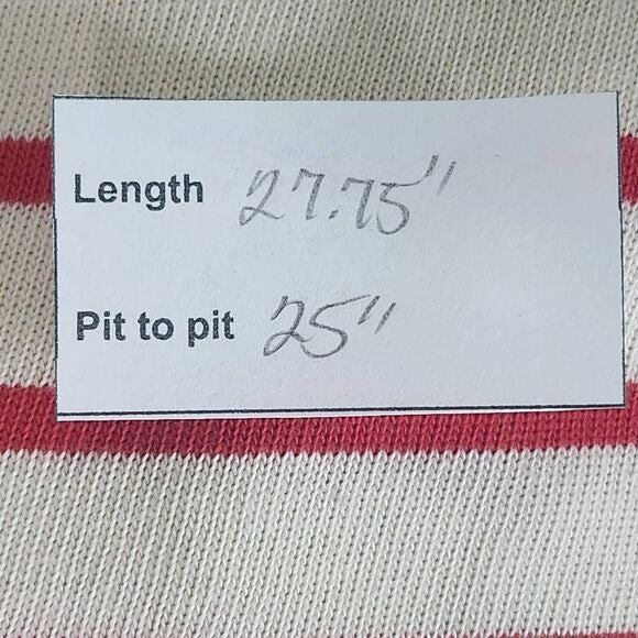 Old Navy Cream and Red Stripe Long Sleeve Tee Size XXL Plus Size Knit Top New