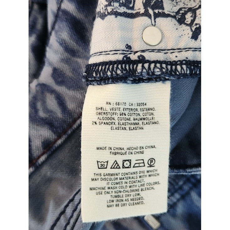Pilcro Blue Leopard Print Mid-Rise Skinny Jeans Size 32/Size 14